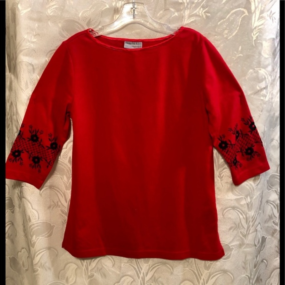 Danny Noble 3/4 Sleeve Red Shirt With Embellishing